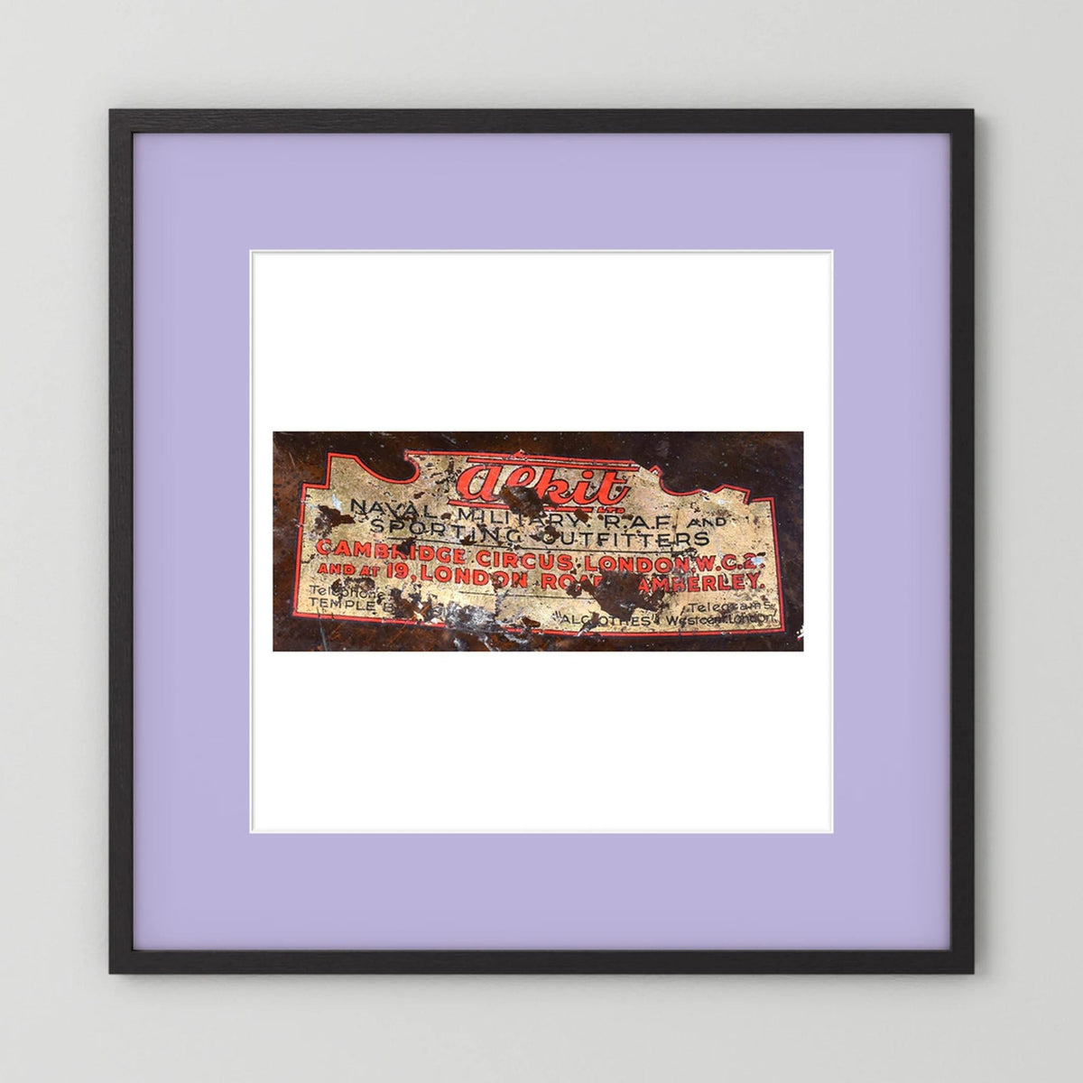 Labels: Alkit, Cambridge Circus — photograph displayed in a dark oak frame mockup
