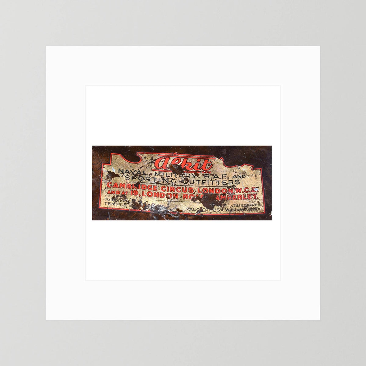 Labels: Alkit, Cambridge Circus — photograph displayed in a dark oak frame mockup