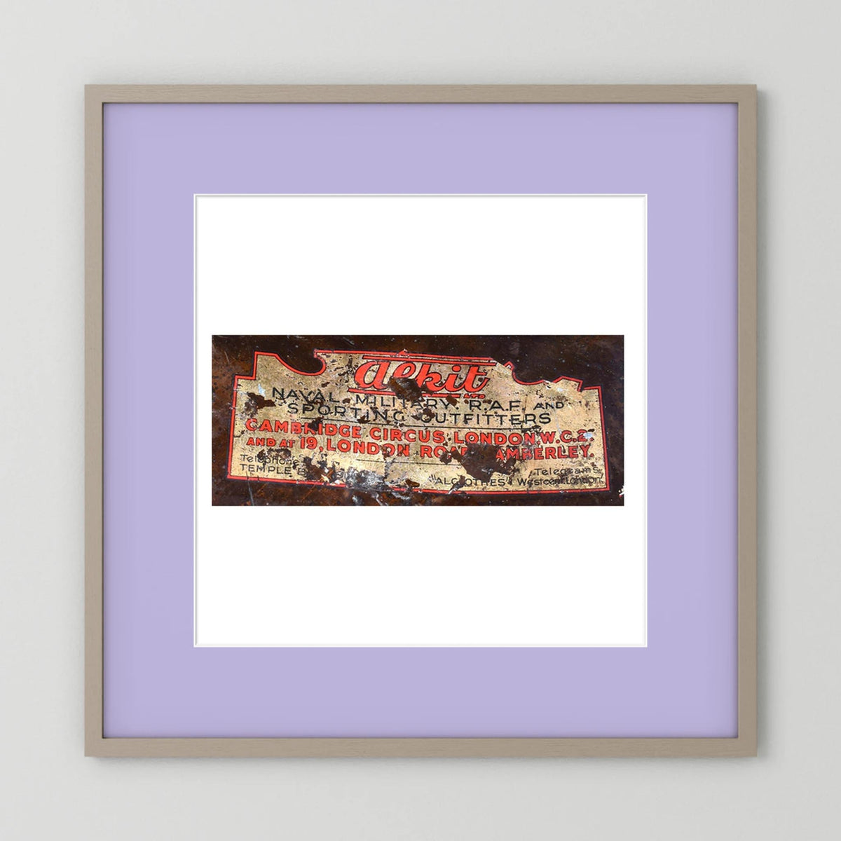 Labels: Alkit, Cambridge Circus — photograph displayed in a dark oak frame mockup