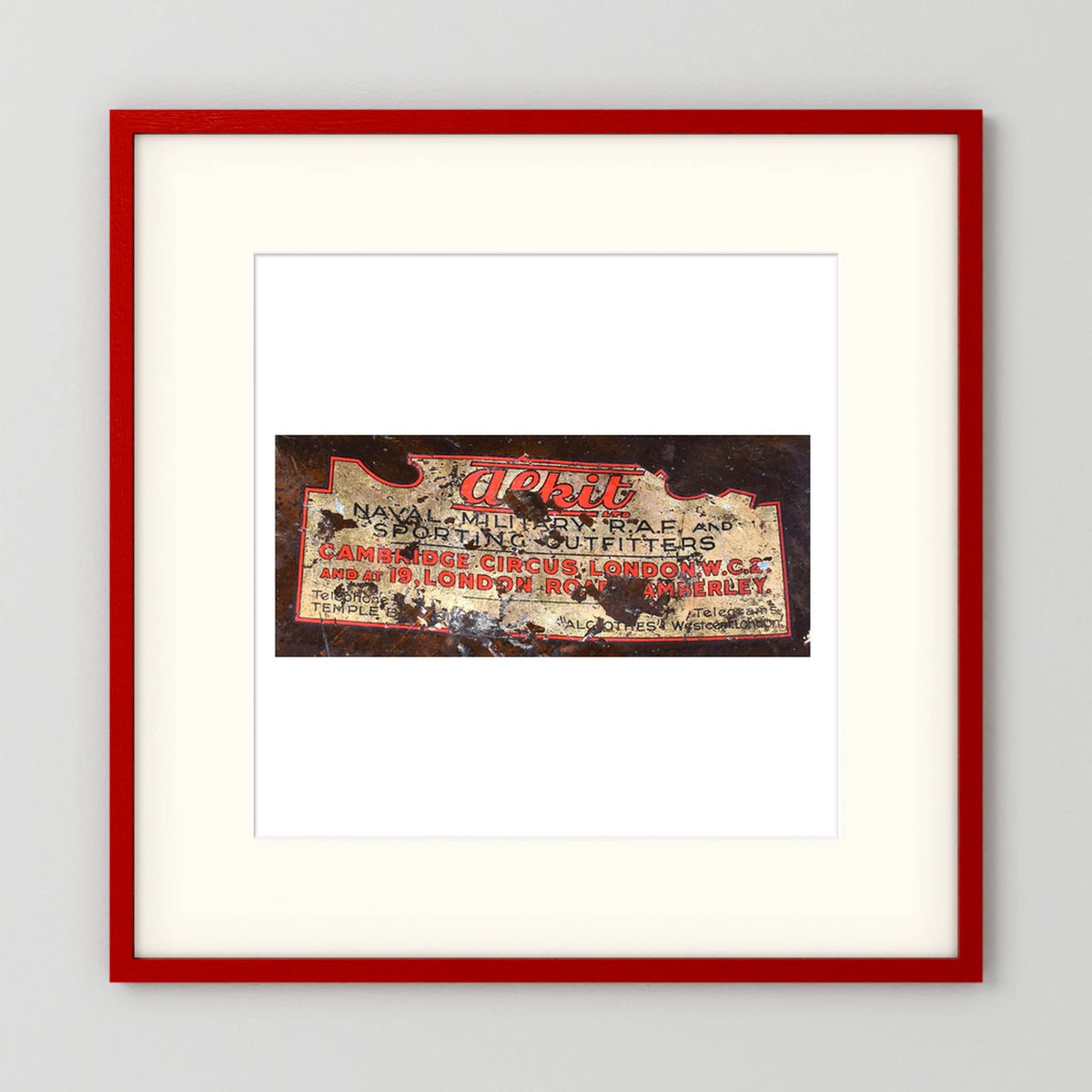 Labels: Alkit, Cambridge Circus — photograph displayed in a dark oak frame mockup