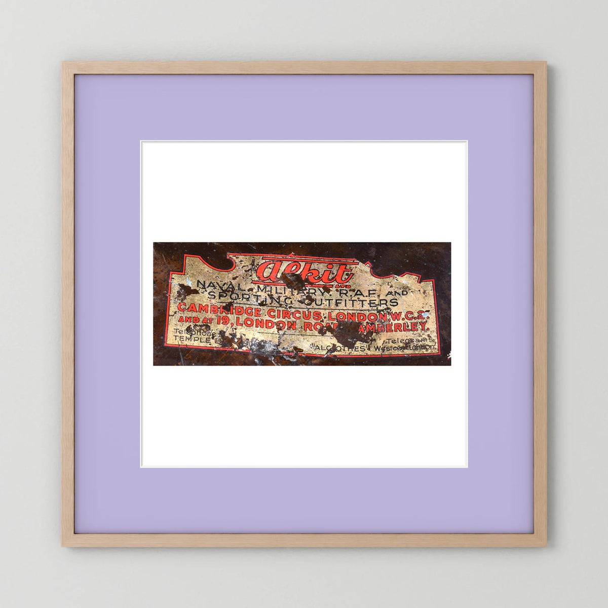 Labels: Alkit, Cambridge Circus — photograph displayed in a dark oak frame mockup