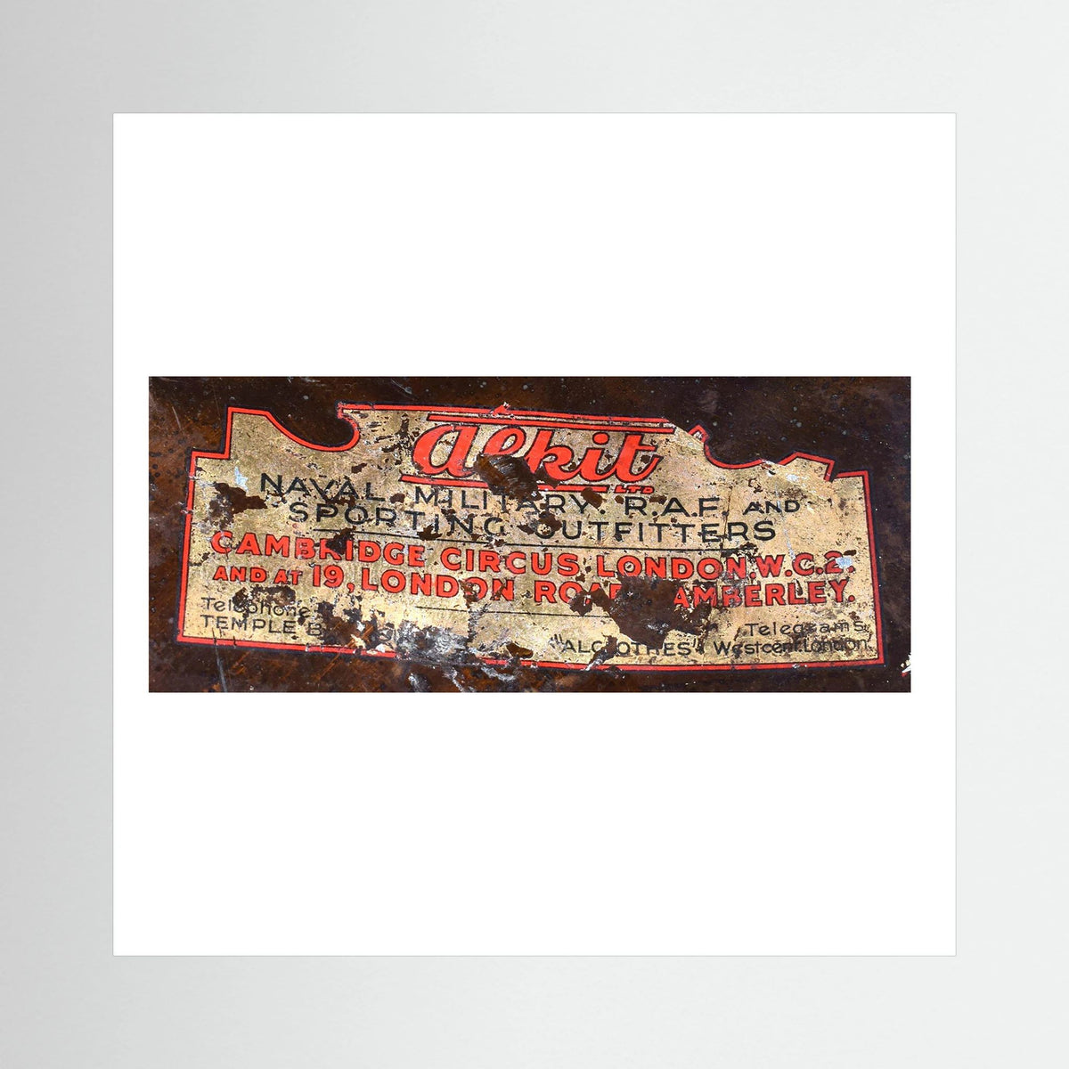 Labels: Alkit, Cambridge Circus — photograph displayed in a dark oak frame mockup