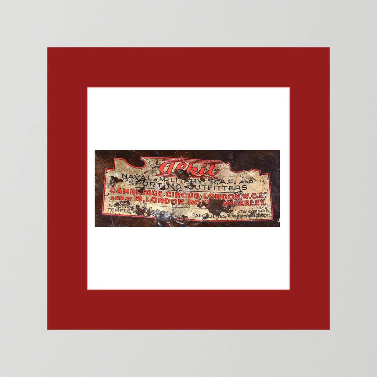 Labels: Alkit, Cambridge Circus — photograph displayed in a dark oak frame mockup
