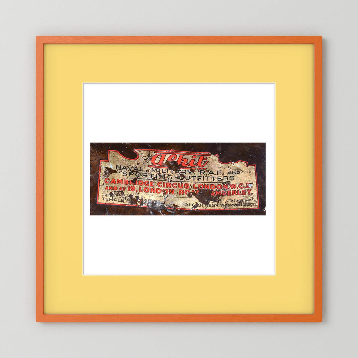 Labels: Alkit, Cambridge Circus — photograph displayed in a dark oak frame mockup
