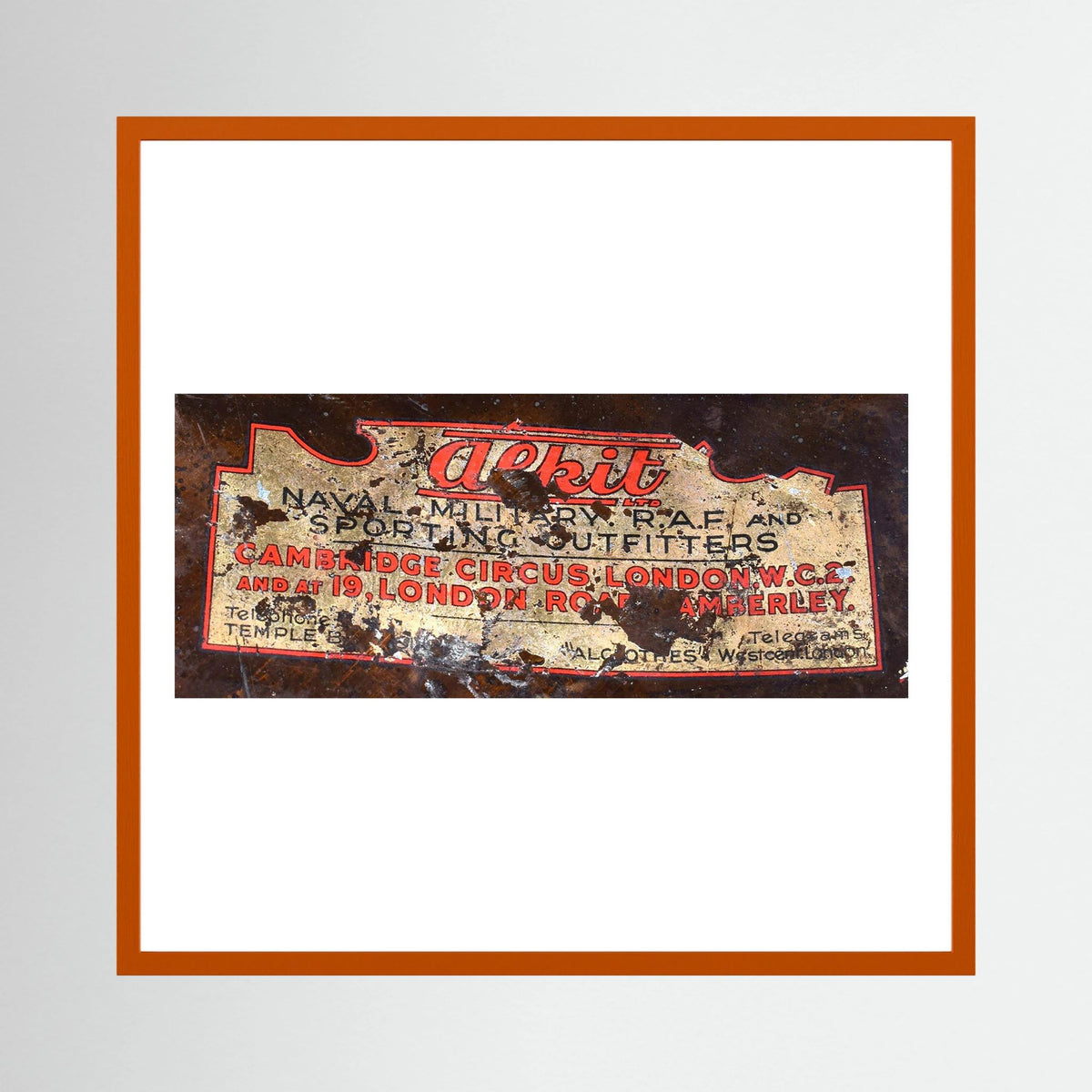Labels: Alkit, Cambridge Circus — photograph displayed in a dark oak frame mockup