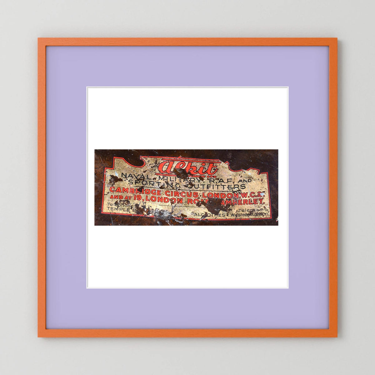 Labels: Alkit, Cambridge Circus — photograph displayed in a dark oak frame mockup