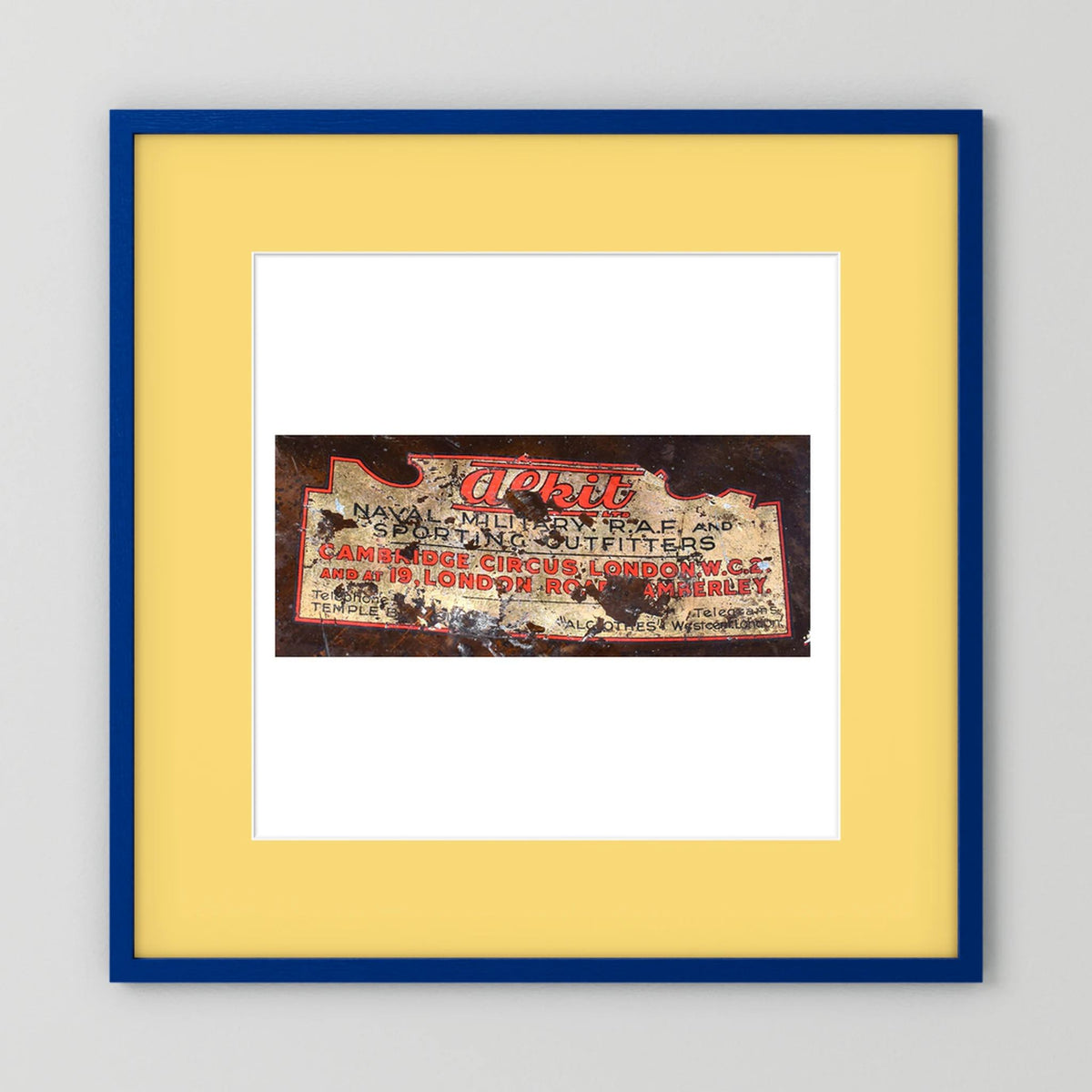 Labels: Alkit, Cambridge Circus — photograph displayed in a dark oak frame mockup