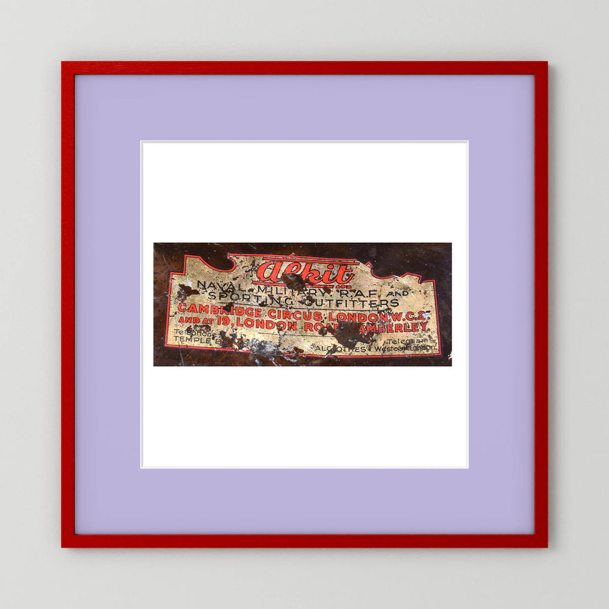 Labels: Alkit, Cambridge Circus — photograph displayed in a dark oak frame mockup
