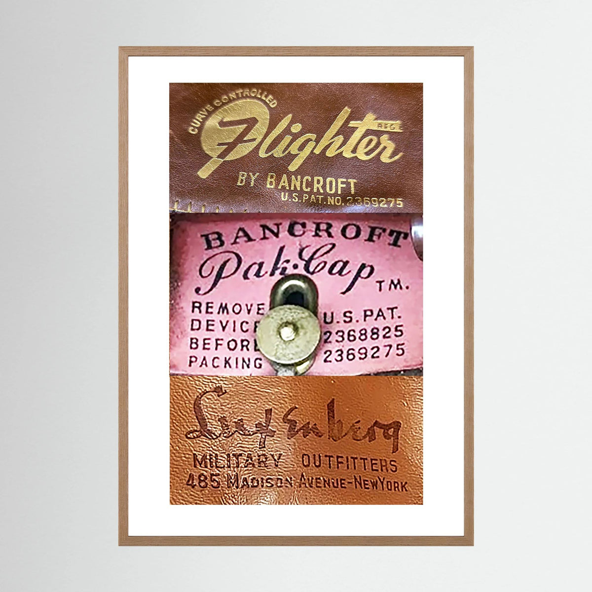 Leather Sweatbands Labels from WW2 — composite presentation mockup