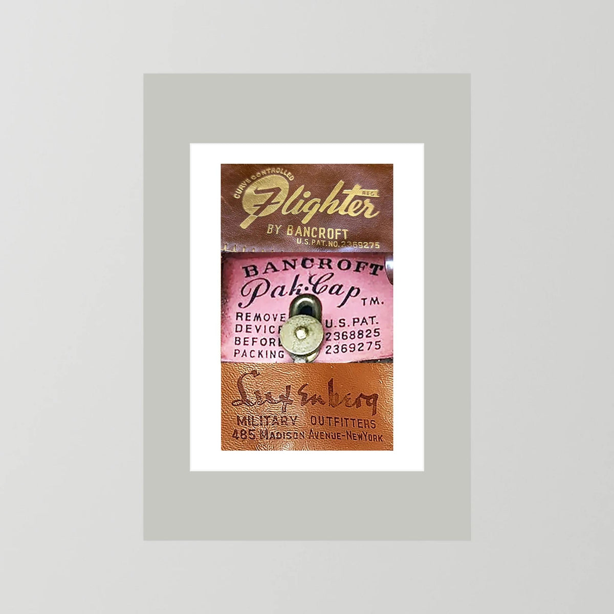 Leather Sweatbands Labels from WW2 — composite presentation mockup