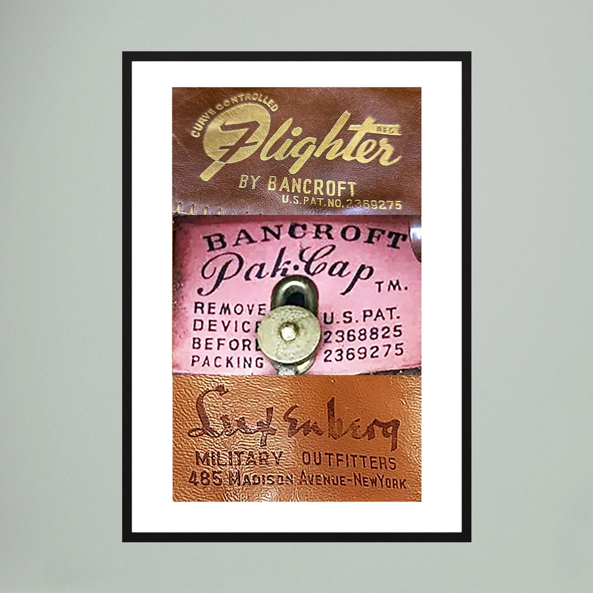 Leather Sweatbands Labels from WW2 — composite presentation mockup