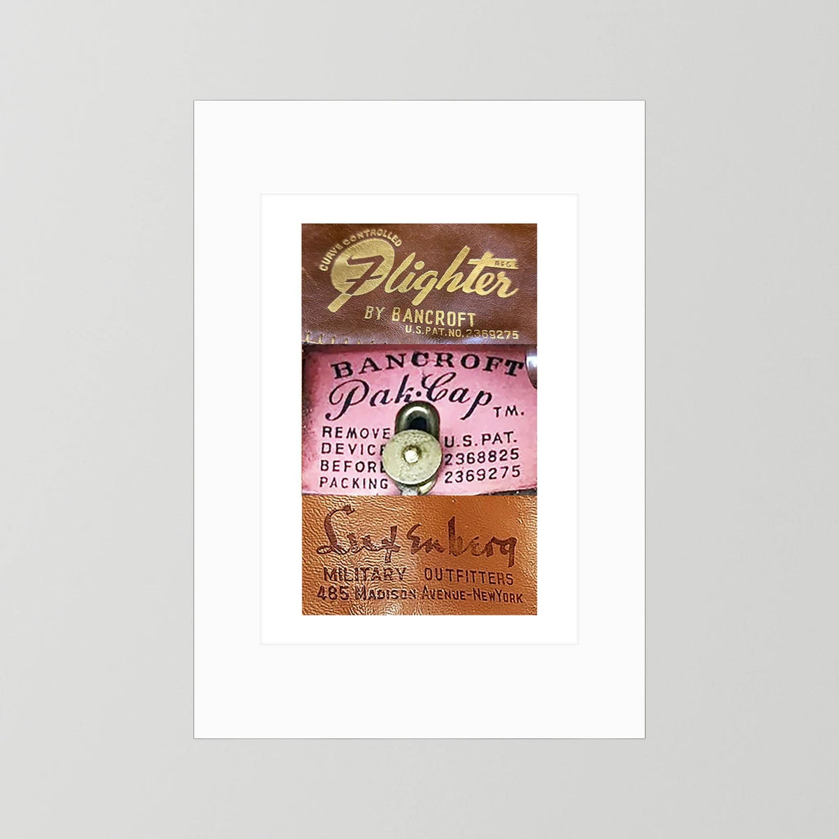 Leather Sweatbands Labels from WW2 — composite presentation mockup
