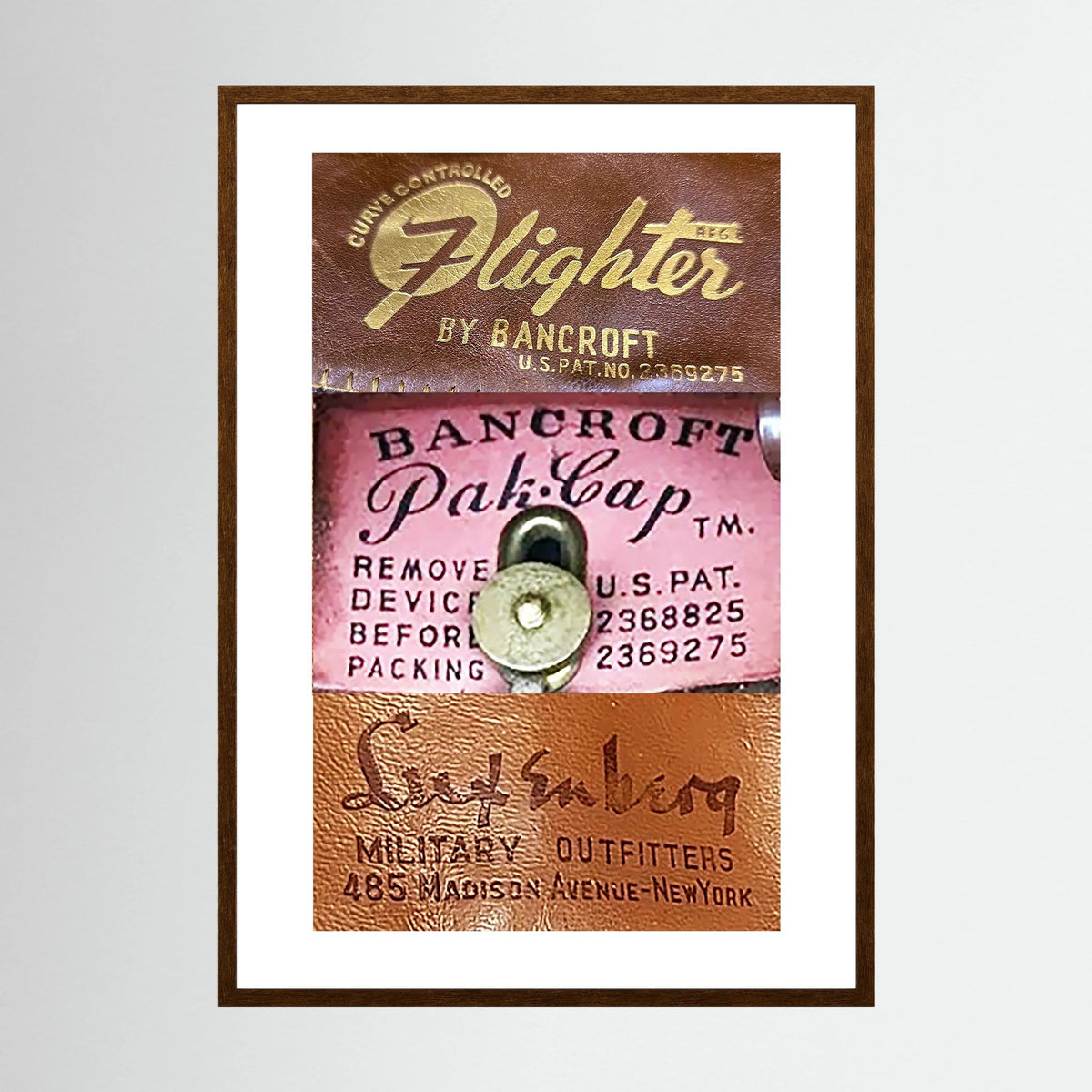 Leather Sweatbands Labels from WW2 — composite presentation mockup