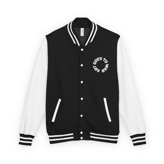 Letterman Jacket - 'Art Goes to War' Dove Graphic Varsity Jacket — product photograph