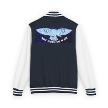Letterman Jacket - 'Art Goes to War' Dove Graphic Varsity Jacket — product photograph