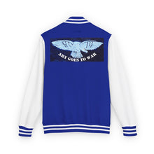 Letterman Jacket - 'Art Goes to War' Dove Graphic Varsity Jacket — product photograph