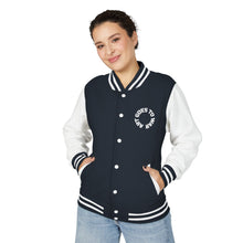 Letterman Jacket - 'Art Goes to War' Dove Graphic Varsity Jacket — product photograph