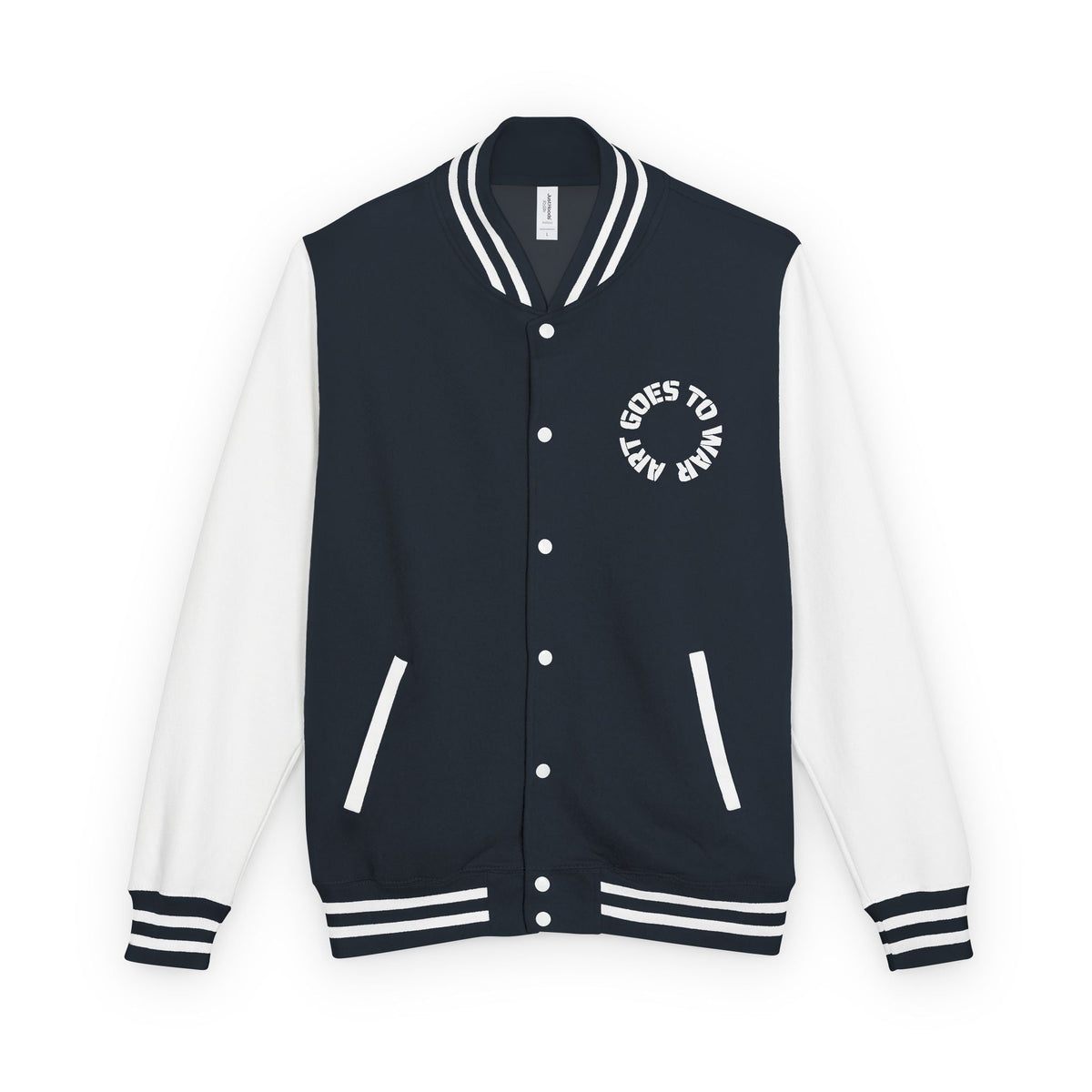 Letterman Jacket - 'Art Goes to War' Dove Graphic Varsity Jacket — product photograph