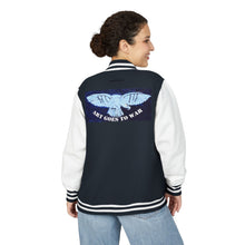 Letterman Jacket - 'Art Goes to War' Dove Graphic Varsity Jacket — product photograph