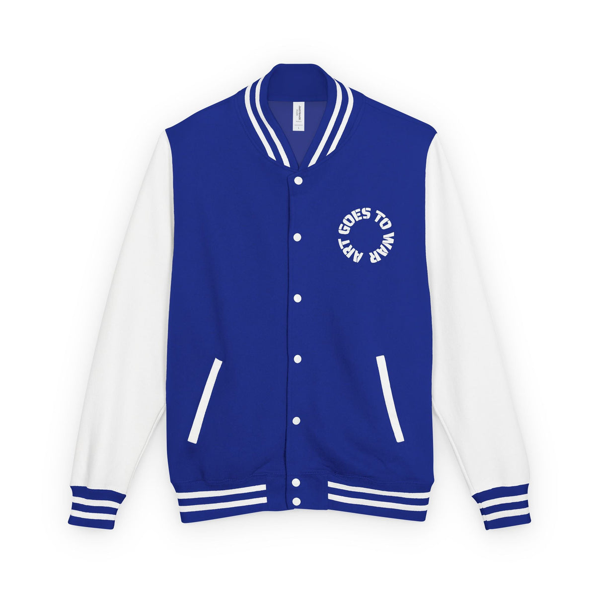 Letterman Jacket - 'Art Goes to War' Dove Graphic Varsity Jacket — product photograph