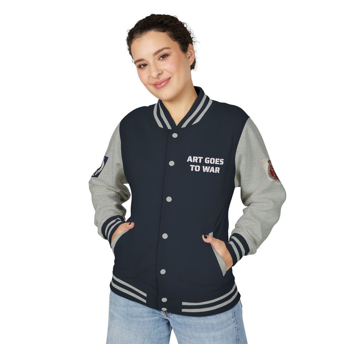Letterman Jacket — "Art Goes To War" Graphic Varsity Jacket - Art goes to War