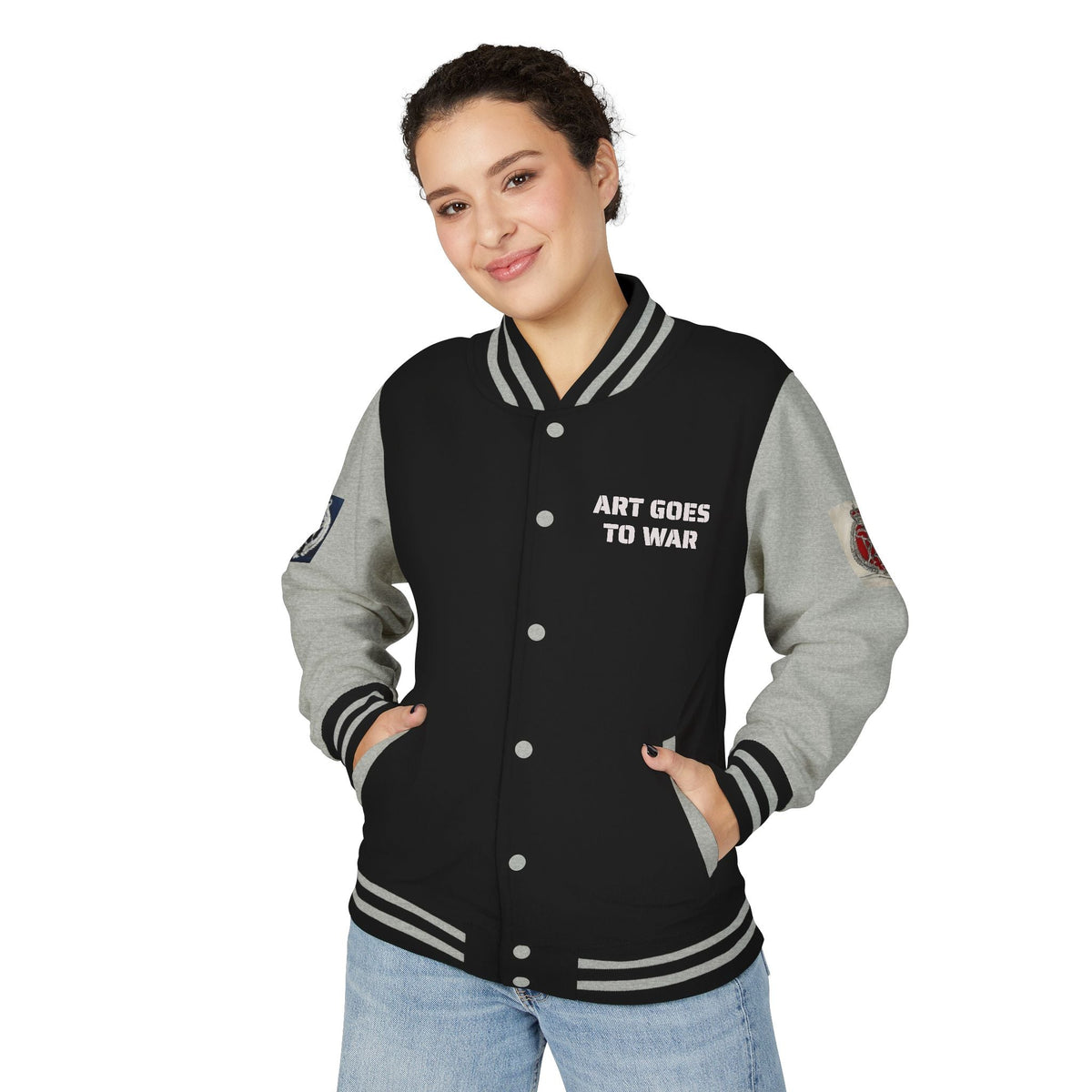 Letterman Jacket — "Art Goes To War" Graphic Varsity Jacket - Art goes to War