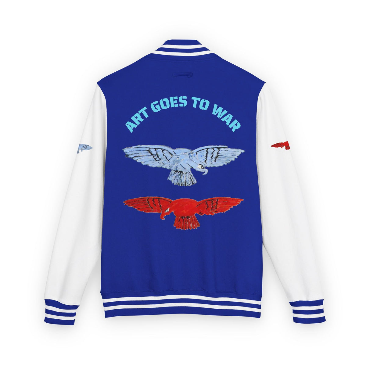 Letterman Jacket - 'Art Goes to War' Graphic Varsity Jacket — product photograph