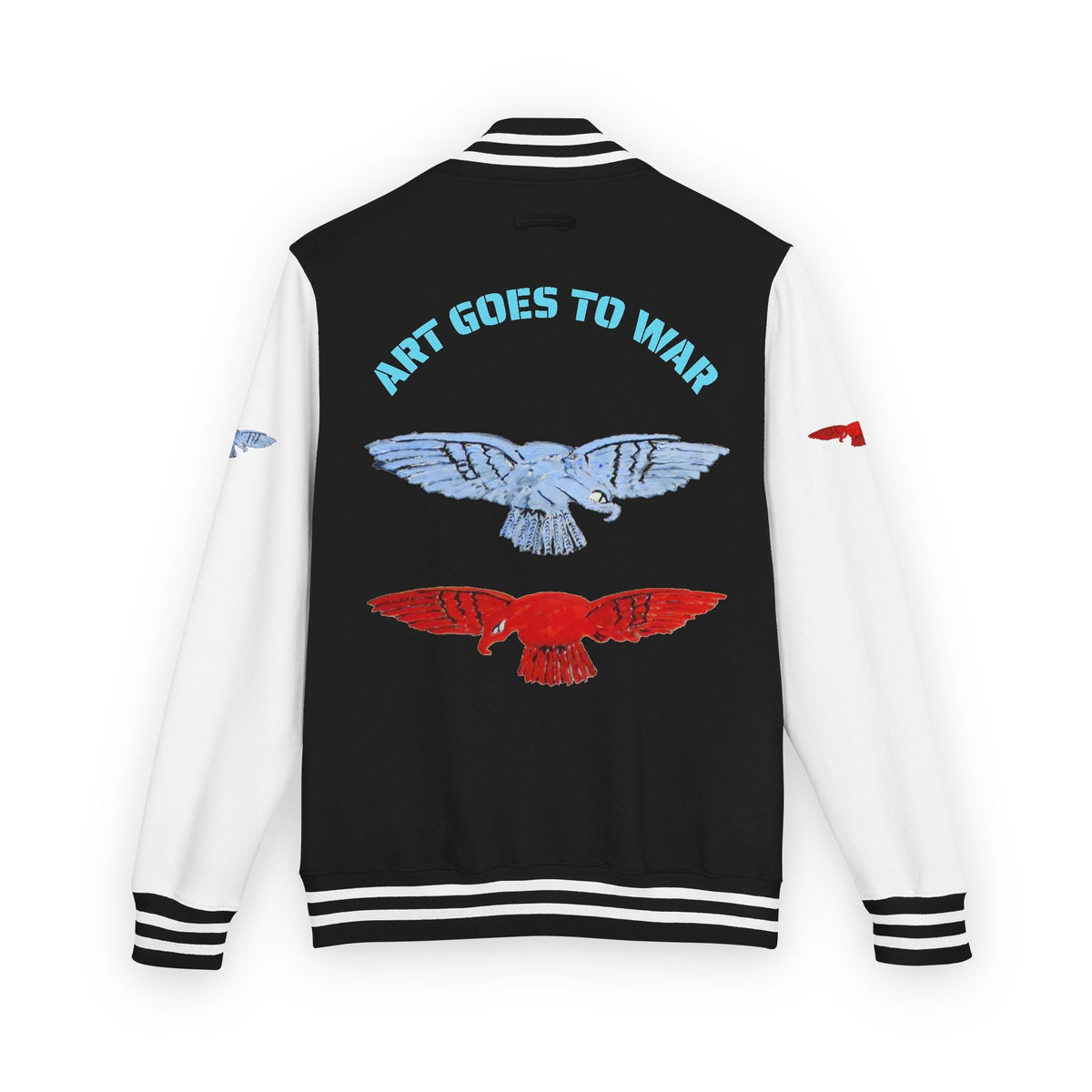 Letterman Jacket - 'Art Goes to War' Graphic Varsity Jacket — product photograph