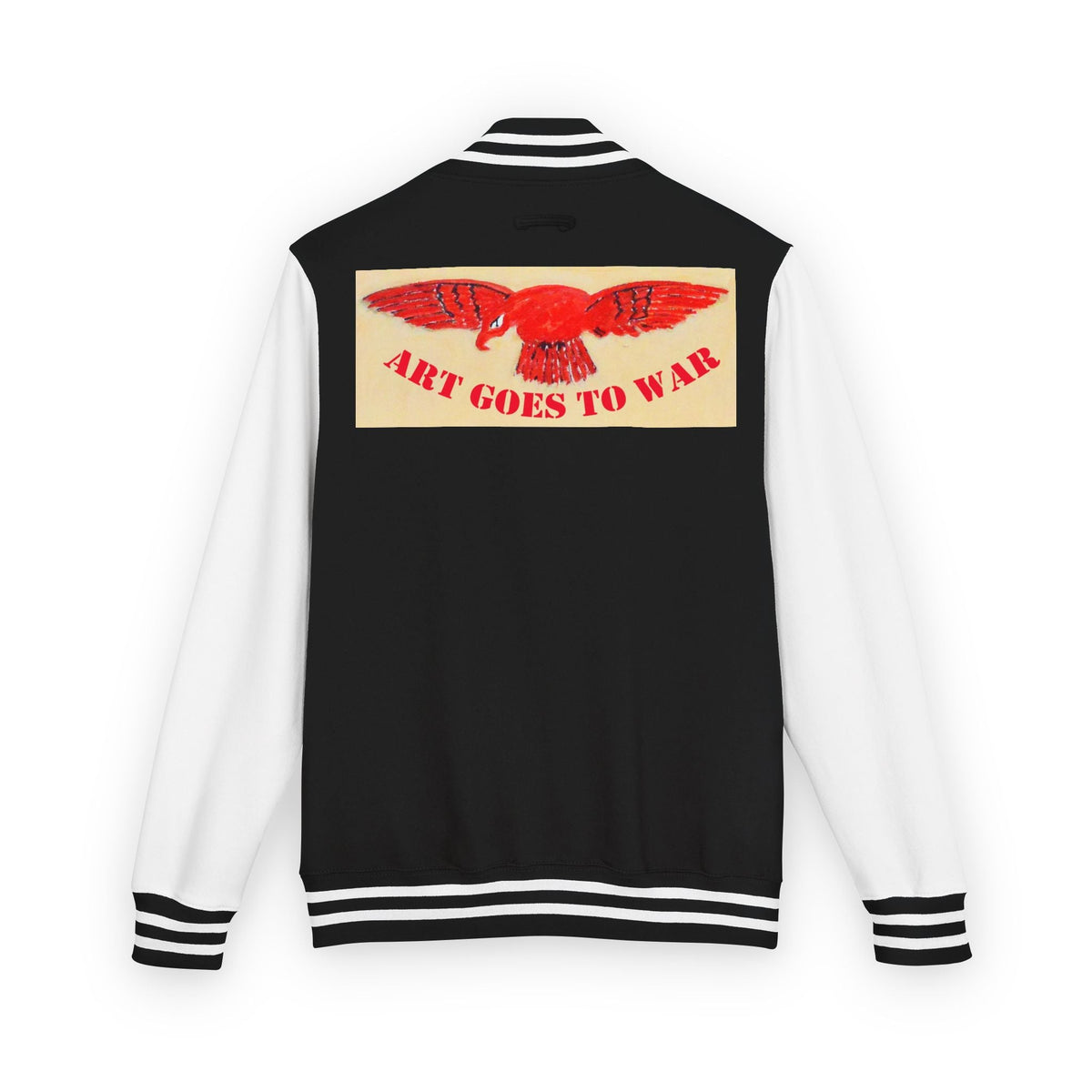 Letterman Jacket — "Art Goes to War" Red Eagle Varsity Jacket — product photograph