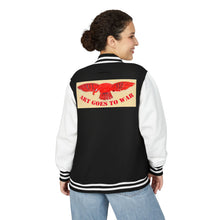 Letterman Jacket — "Art Goes to War" Red Eagle Varsity Jacket — product photograph
