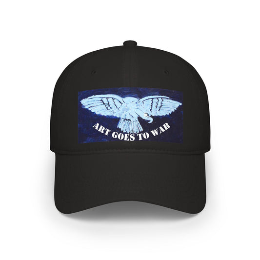 Low Profile Baseball Cap — 'Art Goes to War' Blue Dove Graphic — product photograph