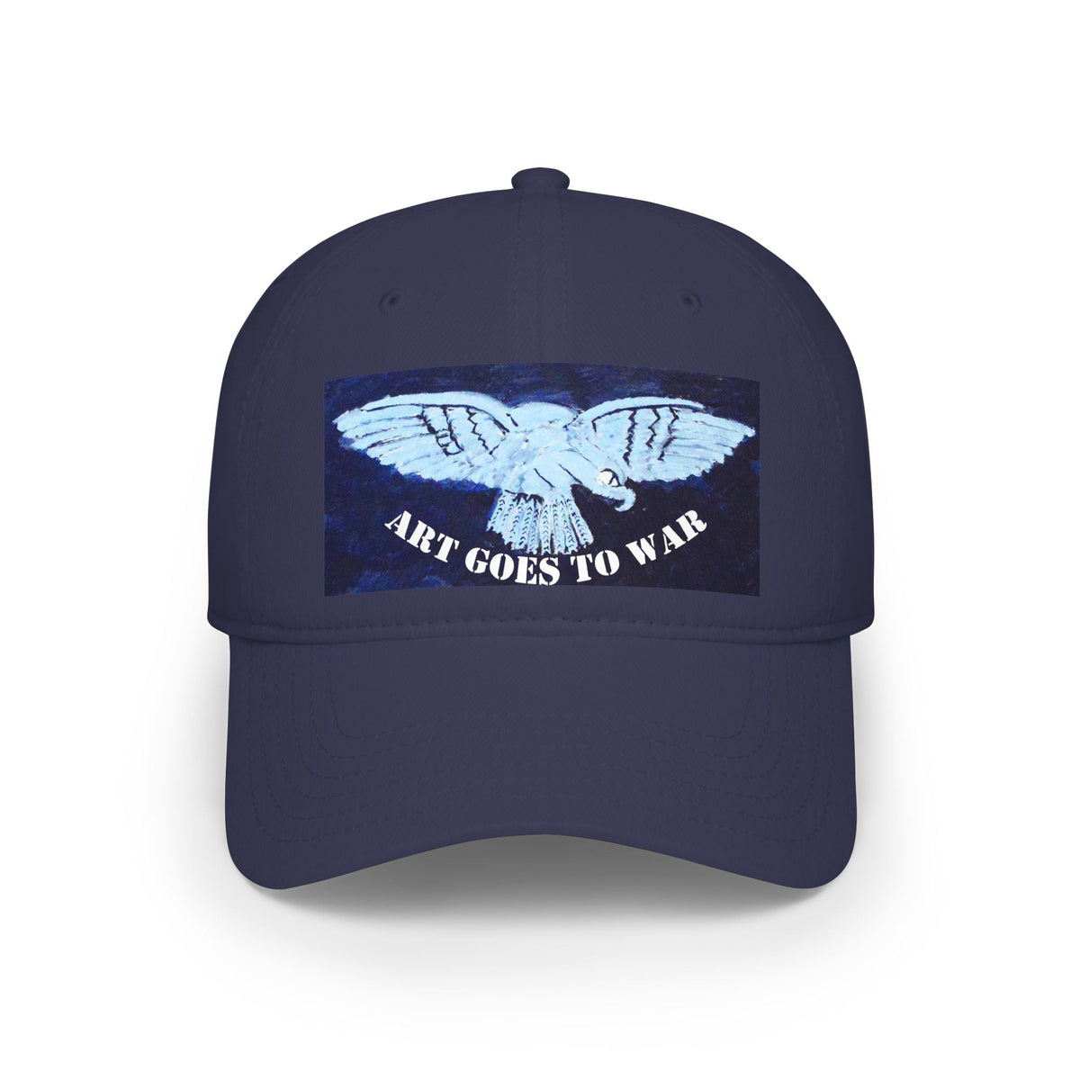 Low Profile Baseball Cap — 'Art Goes to War' Blue Dove Graphic — product photograph