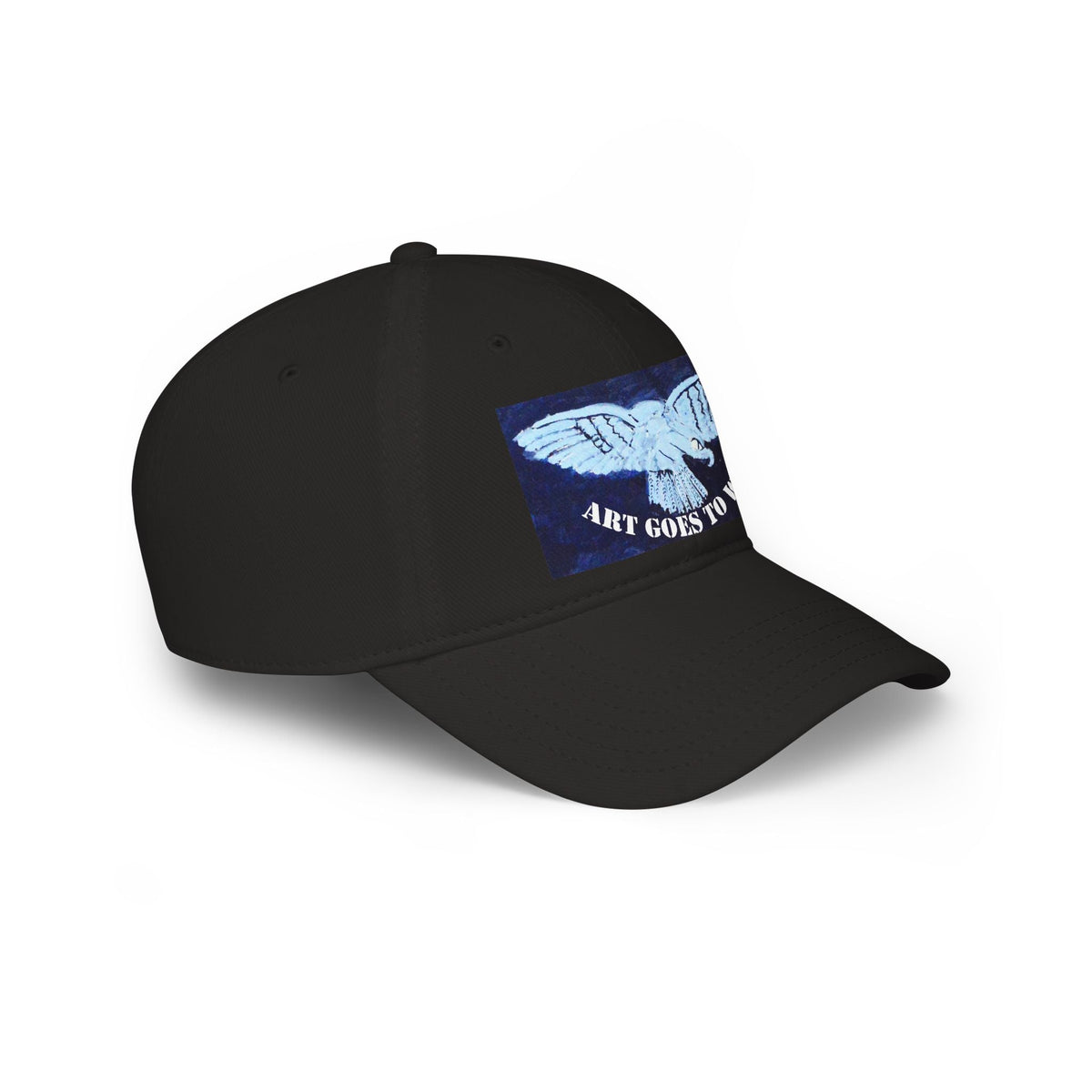 Low Profile Baseball Cap — 'Art Goes to War' Blue Dove Graphic — product photograph