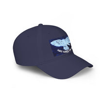 Low Profile Baseball Cap — 'Art Goes to War' Blue Dove Graphic — product photograph