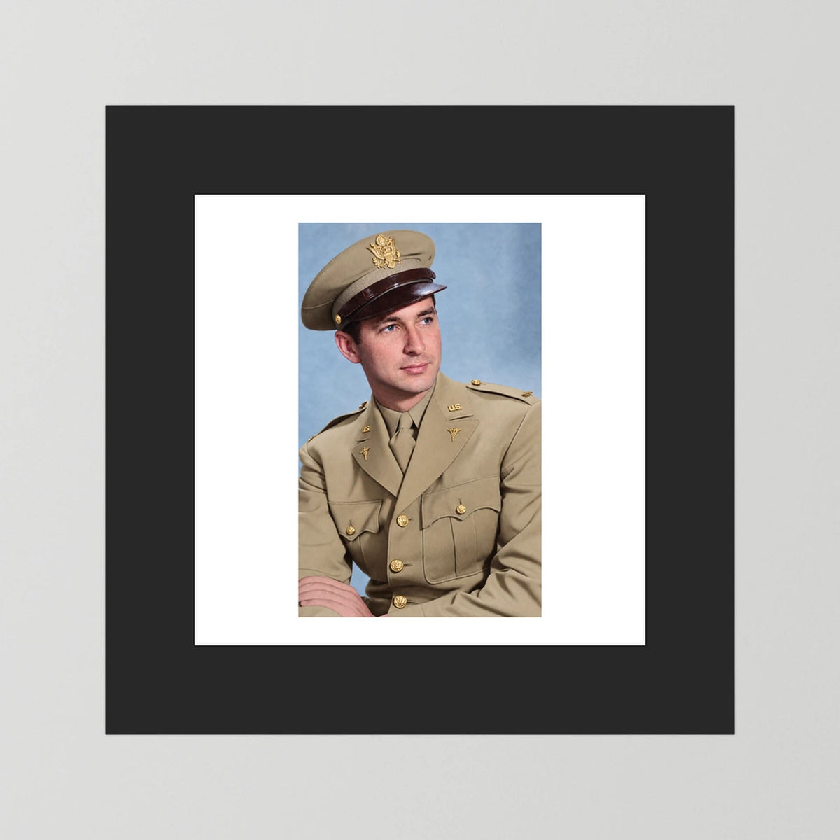 Lt. McCoy, US Army Medical Corps, 1943 — photograph presentation mockup