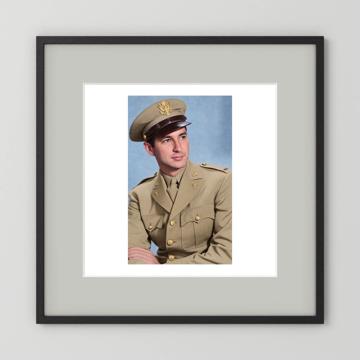Lt. McCoy, US Army Medical Corps, 1943 — photograph presentation mockup