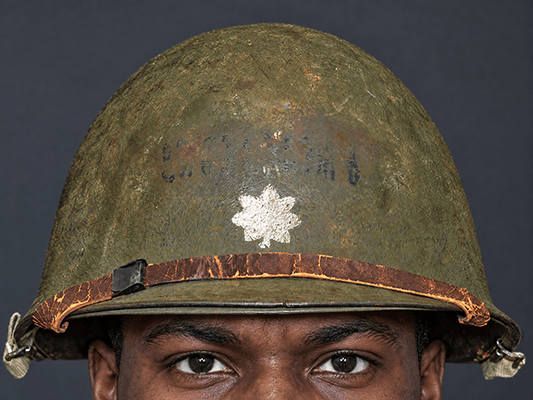 Photograph of M1 Helmet, United States Army, Navy, Marines. WW2, all ranks