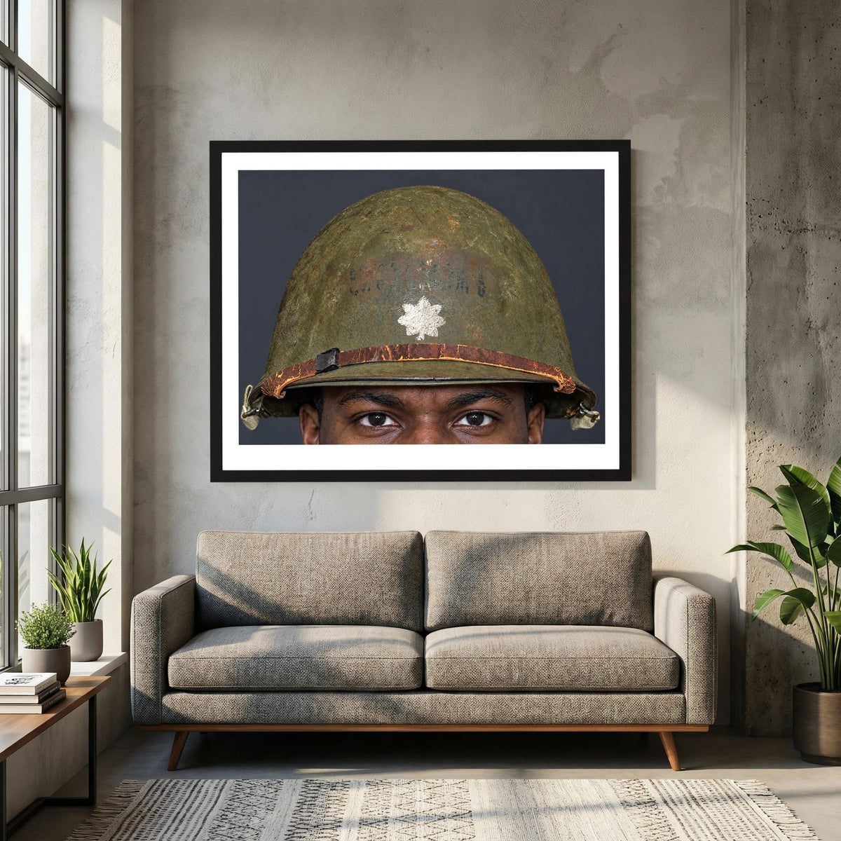 M1 Helmet, United States Army, Navy, Marines. WW2, all ranks — photograph presentation mockup