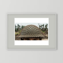 Mk II Brodie Helmet WW2 British Armed Forces. All ranks — photograph displayed in a black wood frame mockup