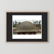 Mk II Brodie Helmet WW2 British Armed Forces. All ranks — photograph displayed in a black wood frame mockup