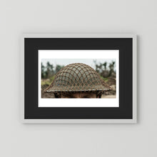 Mk II Brodie Helmet WW2 British Armed Forces. All ranks — photograph displayed in a black wood frame mockup
