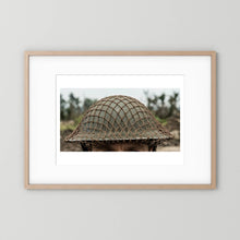 Mk II Brodie Helmet WW2 British Armed Forces. All ranks — photograph displayed in a black wood frame mockup