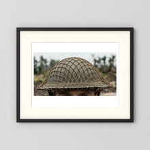 Mk II Brodie Helmet WW2 British Armed Forces. All ranks — photograph displayed in a black wood frame mockup