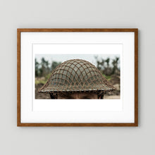 Mk II Brodie Helmet WW2 British Armed Forces. All ranks — photograph displayed in a black wood frame mockup