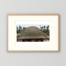 Mk II Brodie Helmet WW2 British Armed Forces. All ranks — photograph displayed in a black wood frame mockup
