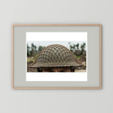 Mk II Brodie Helmet WW2 British Armed Forces. All ranks — photograph displayed in a black wood frame mockup