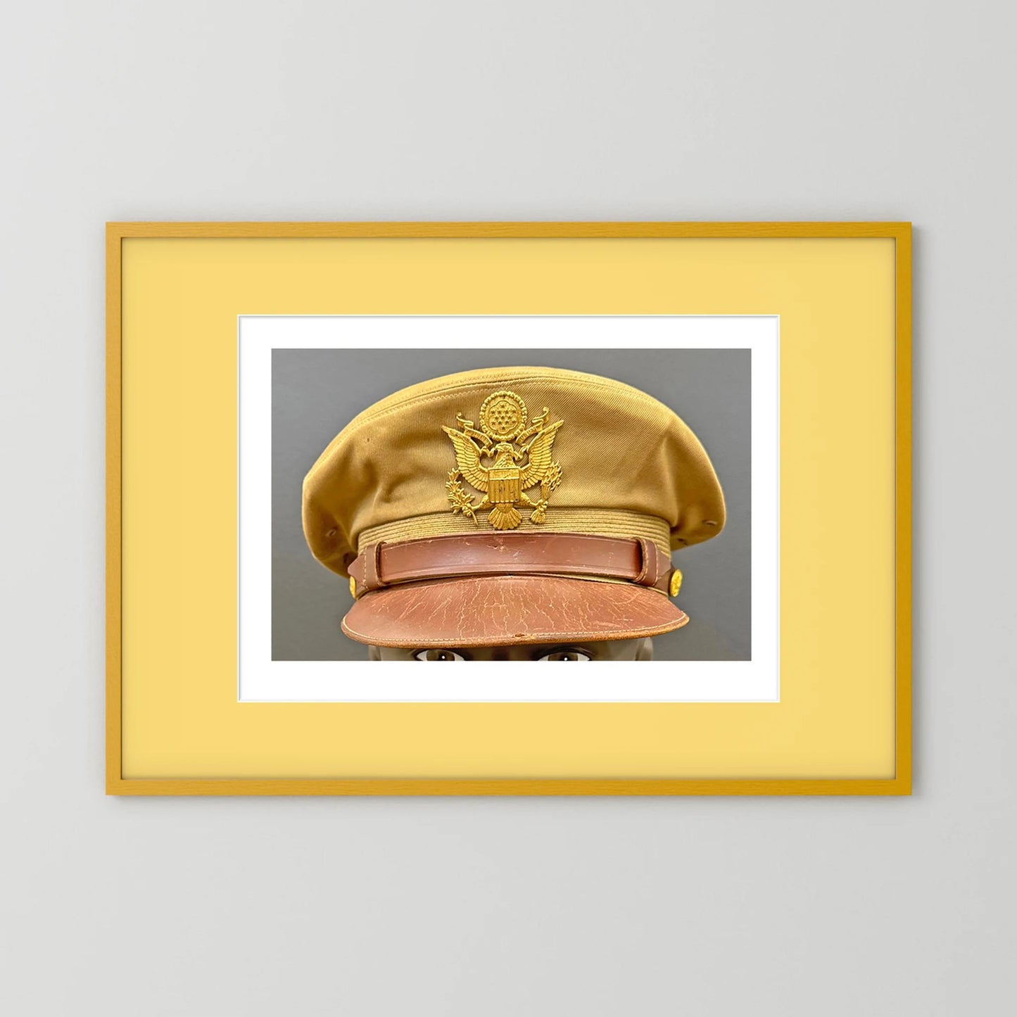 US Army Air Force, USAAF Tropical (light) Crusher Pilot Officer WW2 Visor Cap. Photograph