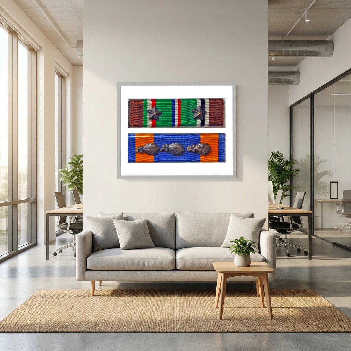 Medal Ribbons, US Army, WW2. ETO & US Air Medal. Photograph