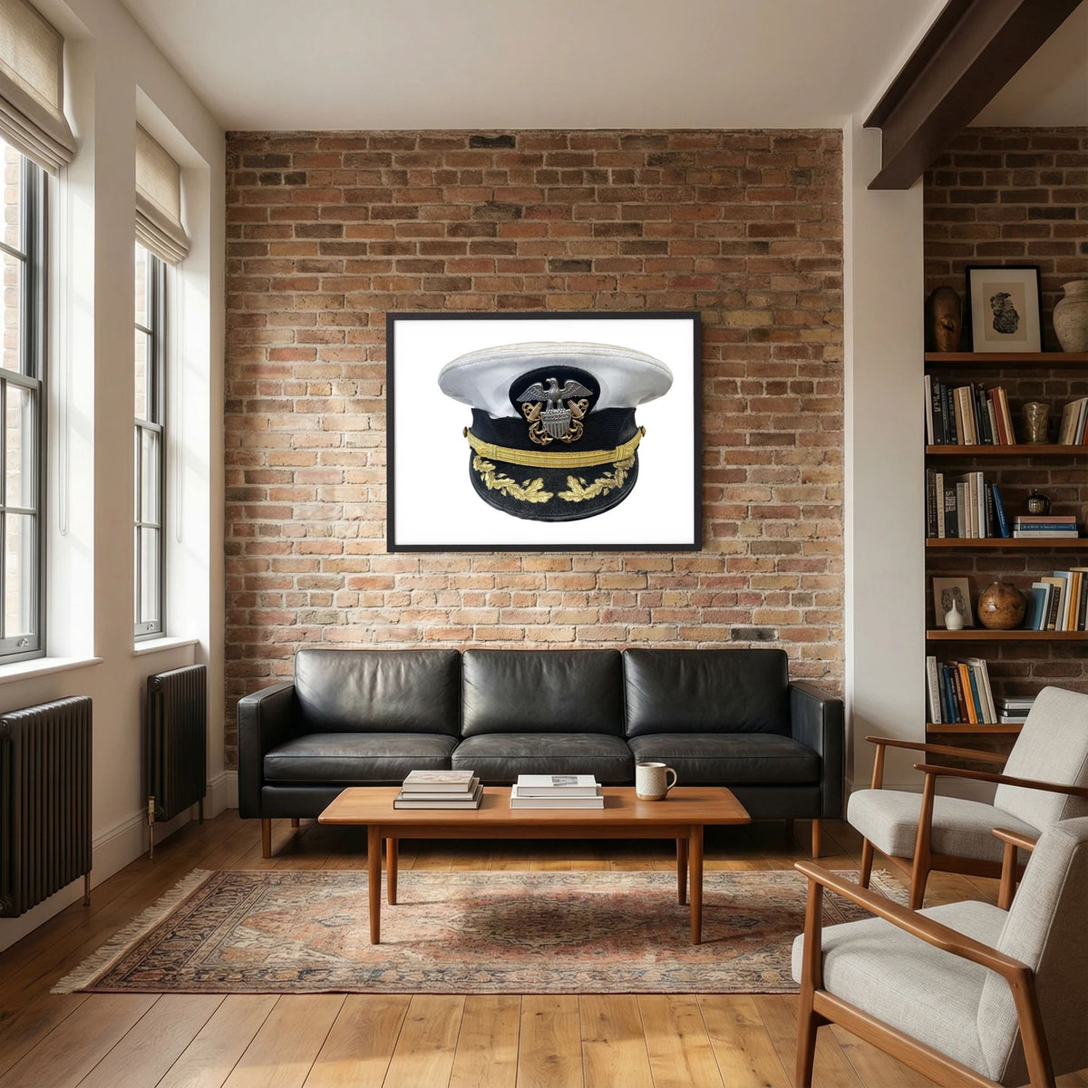 U.S. Navy Officer Combination Cap Bancroft Military Cap, Commander NSWSES. Photograph