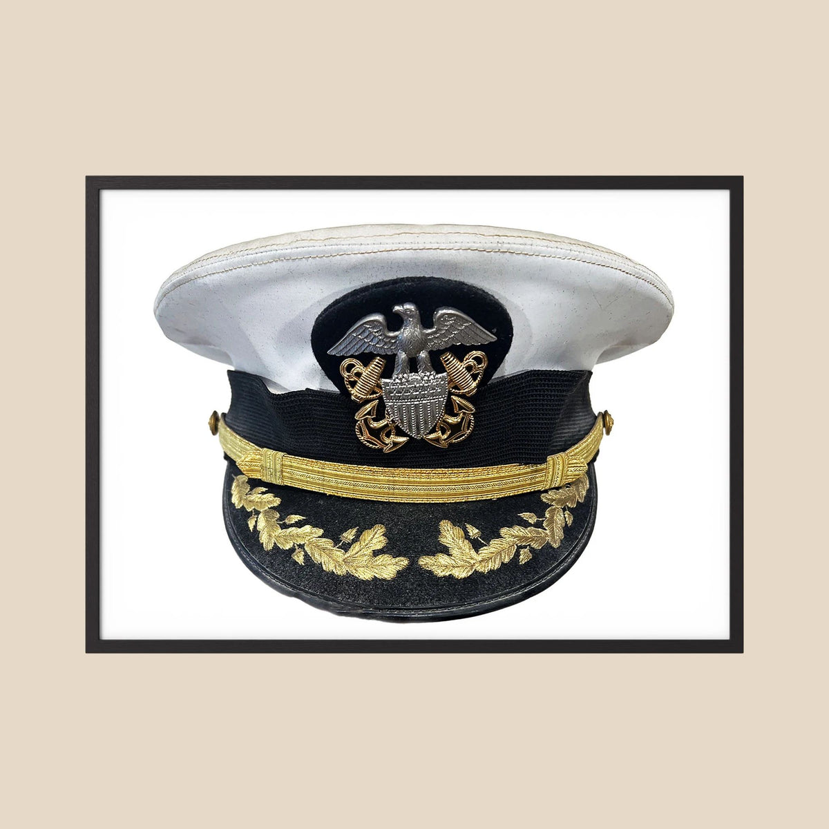 U.S. Navy Officer Combination Cap Bancroft Military Cap, Commander NSWSES. Photograph
